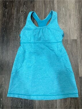 Lululemon Turbo Tank Top Turquoise Racerback Built In Bra Sz6 Gym Workout Blue
